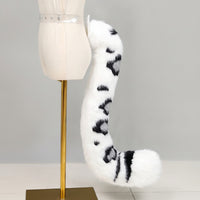 Spotted Feline Tail Bendable Animal Tail Accessory with Waist Strap Poseable Costume Accessory for Cosplayers, Furries, Cosplay, Halloween