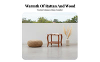 Two-Tier Woven Table Rounded Corners Living Room Furniture Bohemian Design
