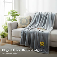 Cartoon Embroidered Throw Soft and Cozy Fleece Coverlet High Density Textile