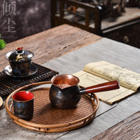 Purple Copper Side-Handle Fair Cup, Pure Copper Tea Sea, 260cc, for Stove-Top Tea and Milk Warming