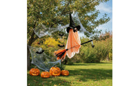 Spooky Flying Ghost with Witch Hat and Broom Floating Hanging Witch Ghost Festive Cute for Porch, Window, Haunted House, Garden
