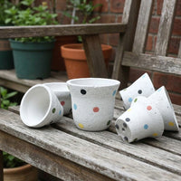 Plant Pots for Indoor Plants and Succulents, Pack of 9 Round Containers for Home Office Decor, Nordic Polka Dot Style, Gifts for Mom
