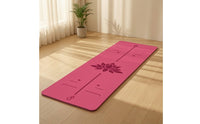 Non-Slip Exercise Mat with Alignment Lines Extra-Long Exercise Mat with Quick-Release Buckle Cushioned Stable for Yogis