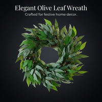Artificial Olive Wreath, Greenery Wreath Olive, Olive Leaf Wreath, Handmade Door Wreath, Realistic Faux Olive Wreath for Home Decor