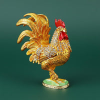 Metal Rooster-Shaped Statue Auspicious Charm Home Decor Hand Painted
