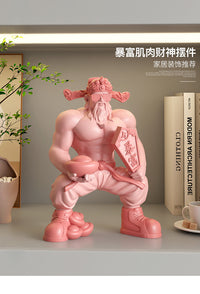 Muscular God of Wealth Desktop Ornament for Housewarming or Business Opening Gift