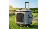 Rolling Pet Carrier Foldable Pet Carrier with Wheels Wheeled Collapsible for Cats, Travel, Vet Visits