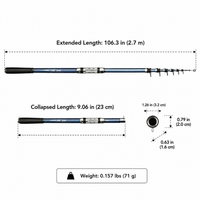 Carbon Fiber Telescopic Fishing Rod, 5 Section Very Hard Fishing Pole, Portable Freshwater Fishing Rod for Stream, Reservoir, Pond