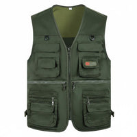 Multi Pockets Fishing Vest Loose Fit Photographer's Travel Vest Outdoor Work Cargo Jacket for Fishermen, Photographers, Hiking