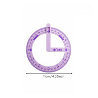 Learning Aid Rotating Arm Protractor Clear Scale Measuring Tool Safe Round Edges School Supply for Students, Teachers, Homework
