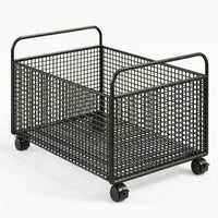 Tubular Handles Mobile Book Cart Furniture Wire Storage Cart Rectangular for Classroom