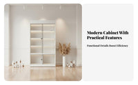 Glass Door Display Cabinet Thickened Panels Lockable Merchandise Case Heavy Duty Multi-Tier Product Shelf for Retailers, Salons, Boutiques, Pharmacies