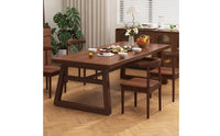 Rectangular Wooden Dining Table Wood-Grain Trestle Dining Table Modern Furniture Sturdy for Renters, Kitchen, Small Apartment