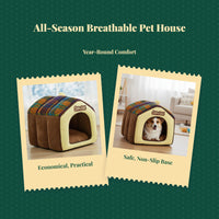 Insulated pet house with removable indoor bed