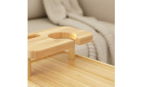 Bamboo Couch Arm Tray Adjustable Width Attach-on Sofa Arm Tray Easy to Clean