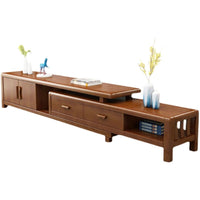 Solid Wood TV Cabinet with Coffee Table, Extendable, Chinese Style
