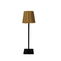 Portable Rechargeable Lamp with Rattan Shade USB-C Cordless Table Lamp with Woven Shade Boho Small for Restaurant