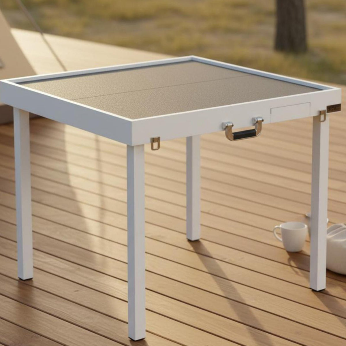 Foldable Mahjong Table Space-Saving Solid Wood Mahjong Table Sturdy Construction for Travel, Outdoor, Camping