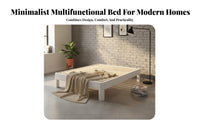 Headboard-Less Lowheight Bed Frame Minimalist Design Lowheight Slatted Frame Space-Saving Bedroom Furniture Japanese design for Apartment Dwellers, Students, Light Sleepers, Studio Flat, Guest Room