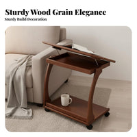 C-Shaped Rolling Table with Storage Space-Saving Household Furniture for Adults