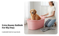 Easy Storage Dog Bath Tub Sturdy Large Pet Bathing Basin High-Wall Design Foldable Dog Pool Lightweight for Medium Dogs, Outdoor, Bathroom