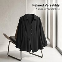 Ladies V-Neck Blouse with Three Quarter Sleeves, Plus Size Womens Blouses with Waist Cinching Design for Work Wear