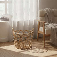 Handwoven Rattan Basket Airy Rattan Basket with Handles Versatile for Bedroom