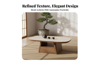 2 Pieces Coffee and End Table Set Small Space Solution Oval and Cylinder Table pair Minimalist Design Household Furniture for Families, Homeowners, Den