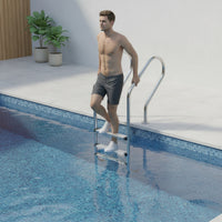 Stainless Steel Pool Ladder Rust Resistant Pool Ladder with Handrails Anti-Skid