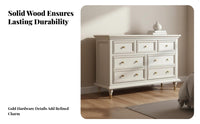 Light Luxury Design American Design Dresser Sturdy and Long-Lasting Solid Wood Chest of Drawers Metal Handles Bedroom Storage Cabinet Scratch Resistant for Homeowners, Families, Renters, Living Room, Hallway, Entryway