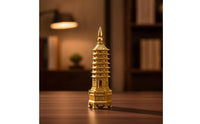 Wenchang Pagoda Gold-Colored Pagoda Ornament Hexagonal for Desk, Home Altar