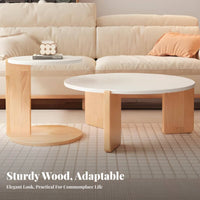 2 Pieces Nesting Table Set Round Shape Household Furniture Space-Saving