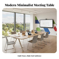 Long Rectangular Conference Table Light Luxury Aesthetic Large Conference Table Modern Design Training Desk for Business groups, Meeting Space