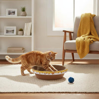 Sturdy Round Cat Scratcher Bowl Less Mess Round Cat Scratcher Bed Recyclable Material Corrugated Scratch Pad for Cats, Kittens