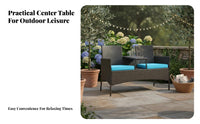 3 Pieces 3-Piece Wicker Chat Set Waterproof 3-Piece Wicker Seating Group UV-Resistant Space-Efficient Design for Patio, Garden