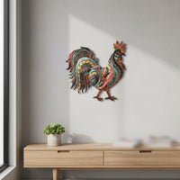 Metal Cockerel Wall Decor Easy to Hang Metal Cockerel Wall Art Colorful House Decoration for Entryway, Porch