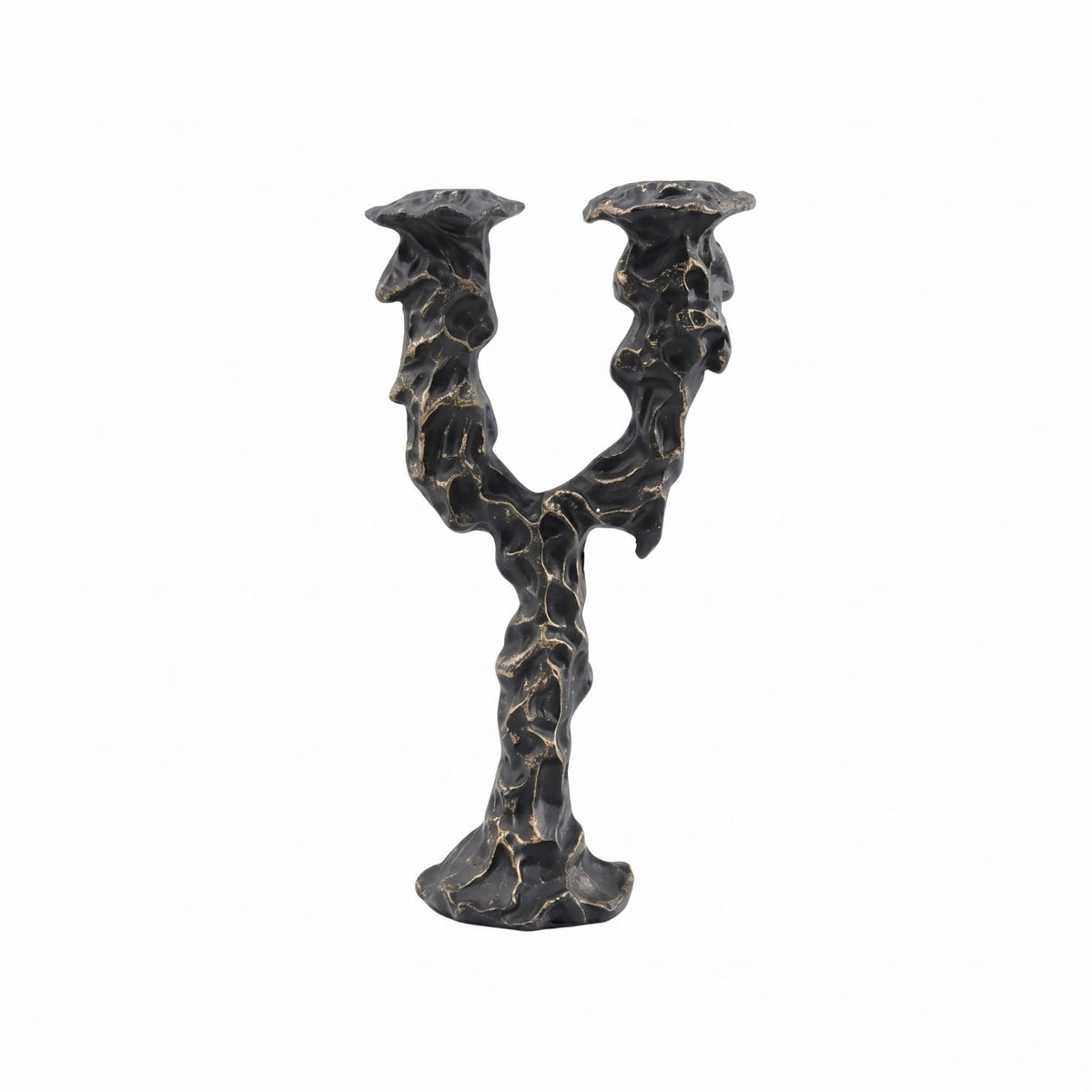 Sculptural Candle Holder Black Textured Home Decor Modern Minimalist Design