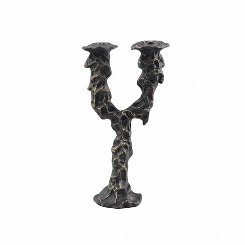 Sculptural Candle Holder Black Textured Home Decor Modern Minimalist Design