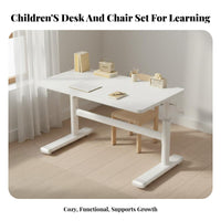 Kids Desk and Chair Set Solid Wooden Core Height Adjustable Study Desk Bookstand Adjustable children's Study Table for Students, Girls