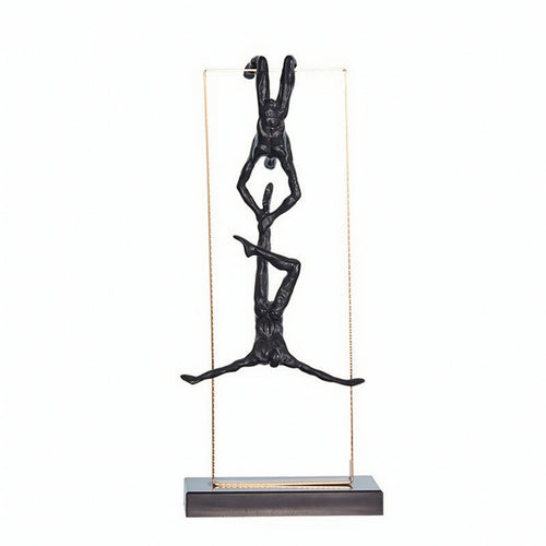 Abstract Sculpture Electroplated Human Figurine Artistic Sculpture with Frame for Homeowners, Living Room, Bookshelf, Office