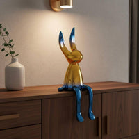 Long-Eared Rabbit Decor Luxury Design Metal Rabbit Statue Modern