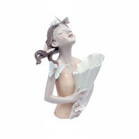 Delicate Butterfly Holder Vase Nordic Elegant Figure Holding Bouquet Statue Elegant Design Resin Bust Flower Holder for Living Room, Desktop