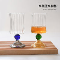 创意中古彩色香槟杯家用小清新高脚红酒杯葡萄酒杯复古甜酒杯子