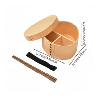 Double Layer Wooden Lunch Box Separate Compartments Wooden Bento Box for Adults