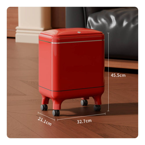 Rolling Trash Can Easy to Move Tall Kitchen Garbage Bin Wheeled for Living Room