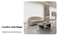 curved Shape Design curvedd Two-Seater Sofa Minimalist aesthetic Loveseat Softfeel Upholstery Living Room Seating Textured Fabric for Apartment Dwellers, Interior Designers, Boutique, Reception Area, perusing corner, Bedroom