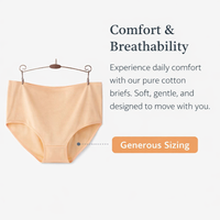 Women's Pants with Full Coverage Briefs for Everyday Wear, Comfortable Mid Rise Knickers for Plus Size Breathable Solid Color