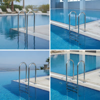 Stainless Steel Pool Ladder Polished Pool Ladder with Handrails Anti-Skid for Spa