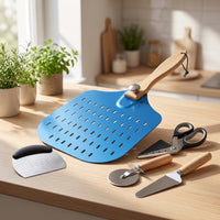 5 Pieces Pizza Peel with Cutter Rust Resistant Pizza Making Kit Lightweight for Home Home Cooks