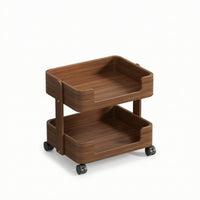 Wooden Side Table with Wheels Compact Rolling Side Table Sturdy for Living Room